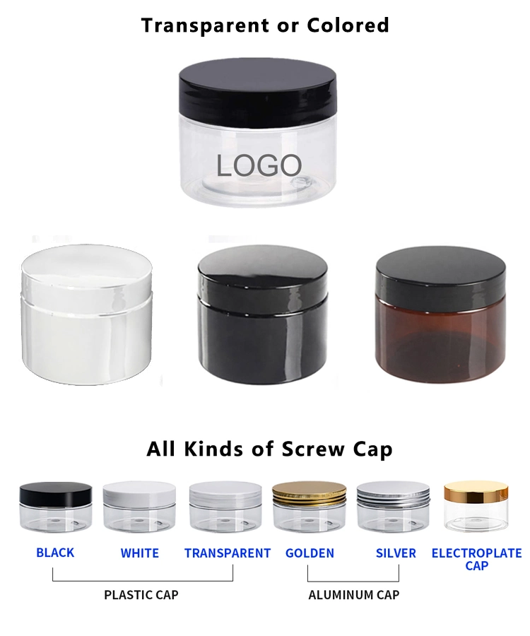 Basic Customization Luxury Cosmetic Packaging Containers Empty 250ml Round 8 Oz Plastic Jar with Lids