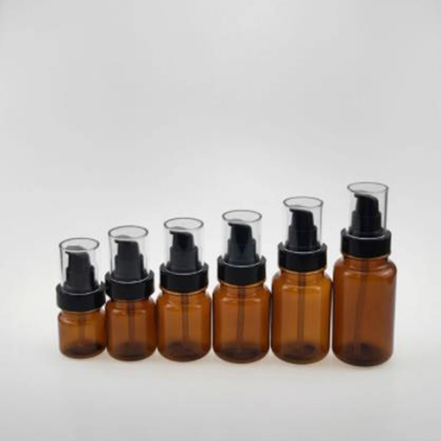 30ml-160ml Amber Cosmetic Packaging PETG Bottle with Lotion Pump