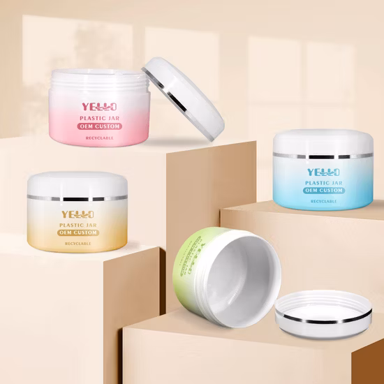 Embalagem de cosméticos personalizada para cuidados com a pele 30g 50g 100g 200g 250g 500g Frascos de creme de plástico com colher