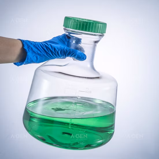 Frasco de cultura de células de soro quadrado vazio 500ml Pet PC com mídia graduada Garrafa de boca larga para laboratório