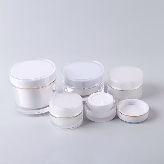 15g 30g 50g 100g Frasco de acrílico de luxo vazio para cuidados com a pele Frascos de plástico de parede dupla cosméticos para creme facial Frascos de plástico com tampas Embalagem