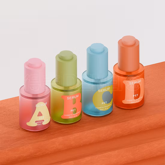 Frasco conta-gotas de óleo essencial PETG âmbar 20 ml 30 ml cosmético